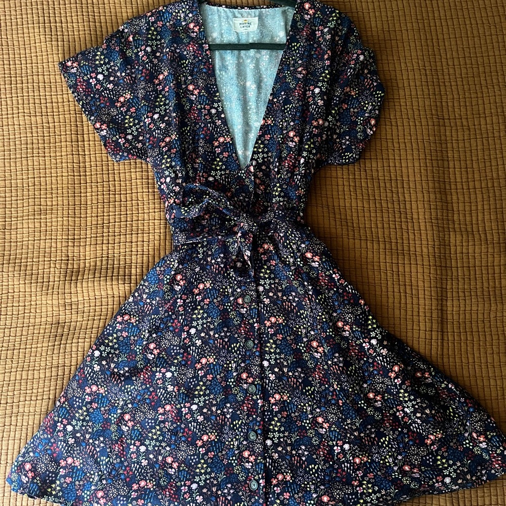 Marine Layer Floral Blue Dress